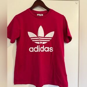adidas pink Tee with White Trefoil Logo
